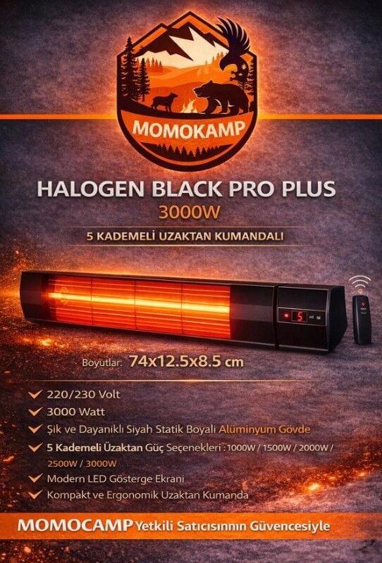 Halogen Black Pro Plus- 3000W - Kumandalı Dış Mekan Isıtıcı